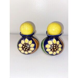 Vintage Artesa Ecuador Handpainted Ceramic Containers Decor